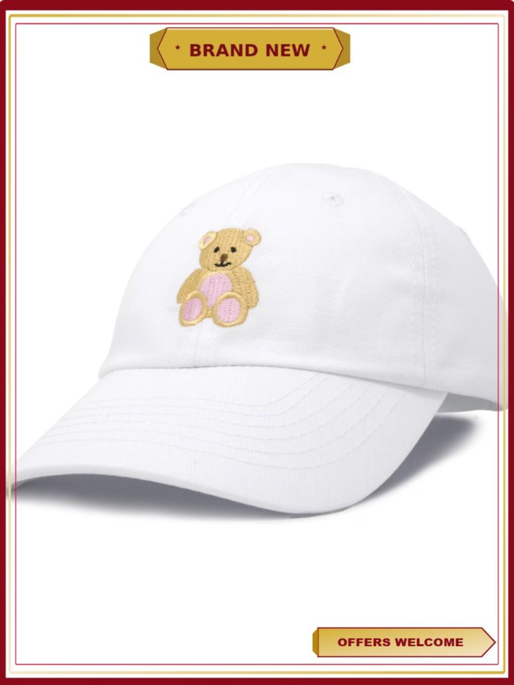 Toddler Teddy Bear Baseball Cap Cotton Adjustable Hat for Kids